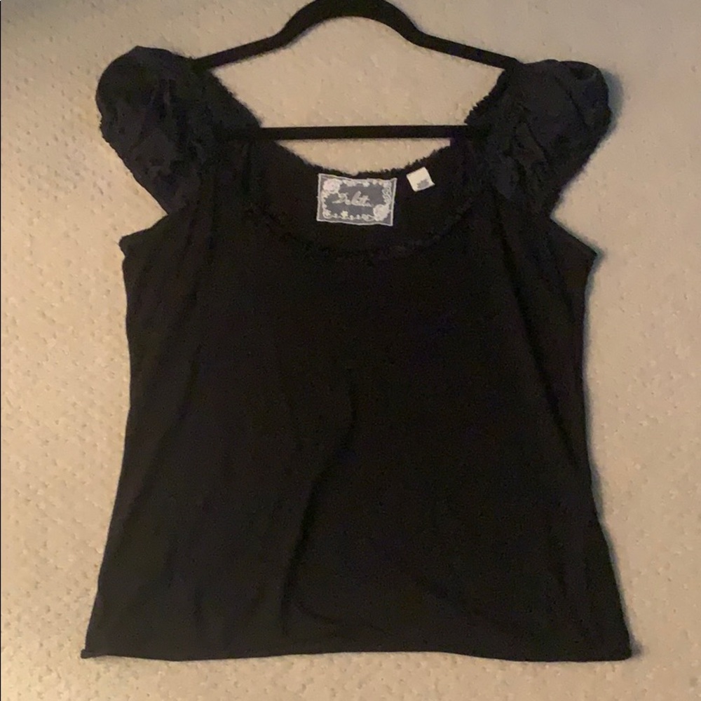 Deletta black top from Anthropologie size L.  Really cute just too small for me.